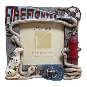 Vanmark Red Hats Of Courage 3D Photo Frame Firefighter Fireman Firehouse 4" x 4"